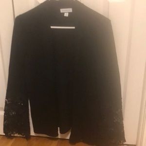 Charter Club Black Lace Sleeve Open Cardigan.      Excellent condition.